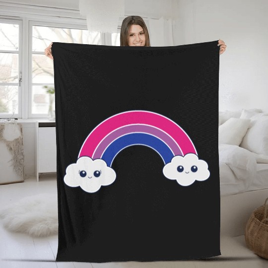 bi rainbow bisexual pride lgbtq kawaii csd Fleece Blankets