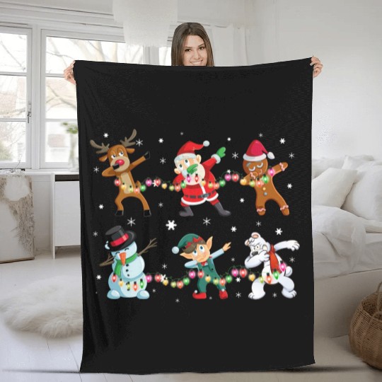 Funny Dabbing Santa And Friends Fleece Blankets Christmas