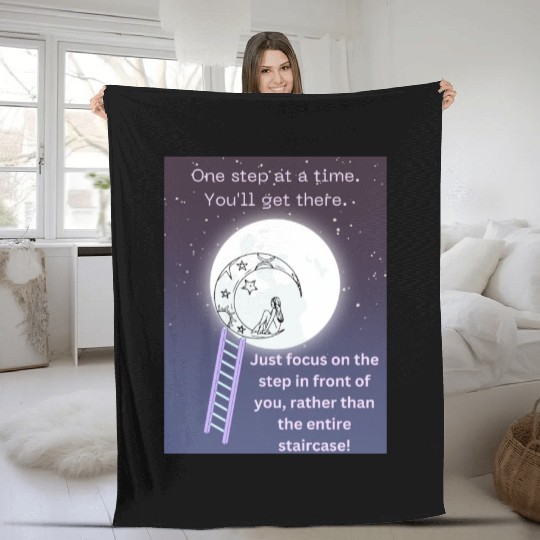 Full Moon Inspirational Quote Poster Fleece Blankets