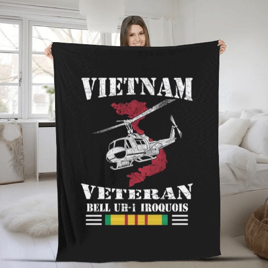UH1 Vietnam Veteran Fleece Blankets