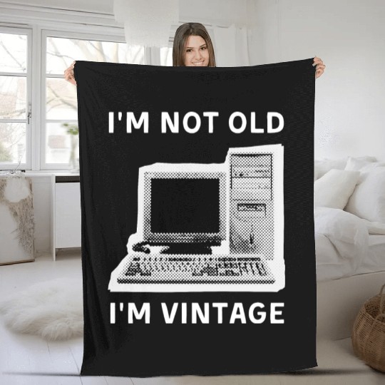 I'm Not Old. I'm Vintage Computer Dot Halftone Fleece Blankets