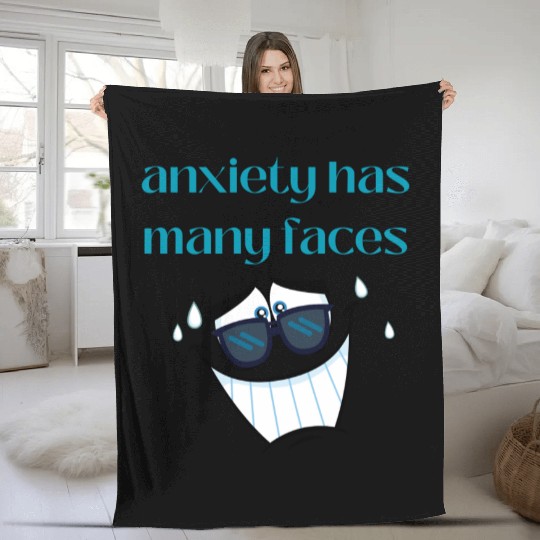anxiety has many faces Fleece Blankets