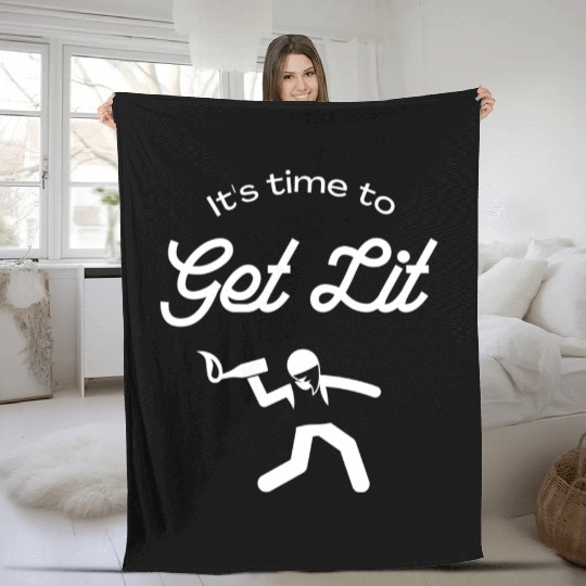 Get Lit Funny Molotov Cocktail Anarchy Lover Fleece Blankets