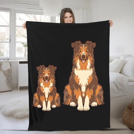 Collie Dog Lover Parent Dad Mom and Son Daughter Fleece Blankets