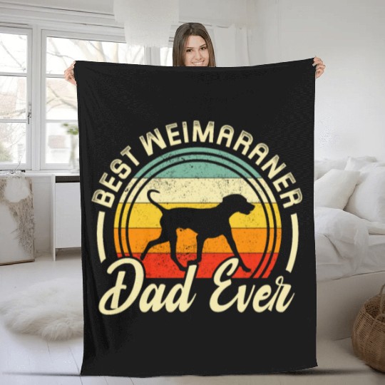 Best Weimaraner Dad Ever Retro Fleece Blankets