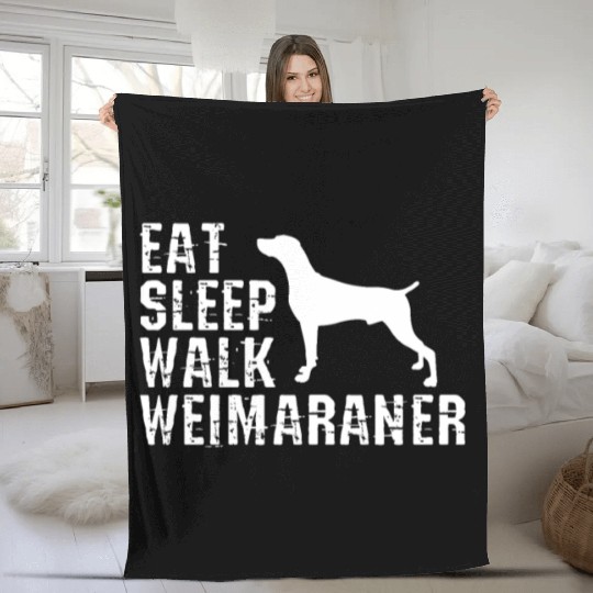 Eat Sleep Walk Weimaraner Fleece Blankets