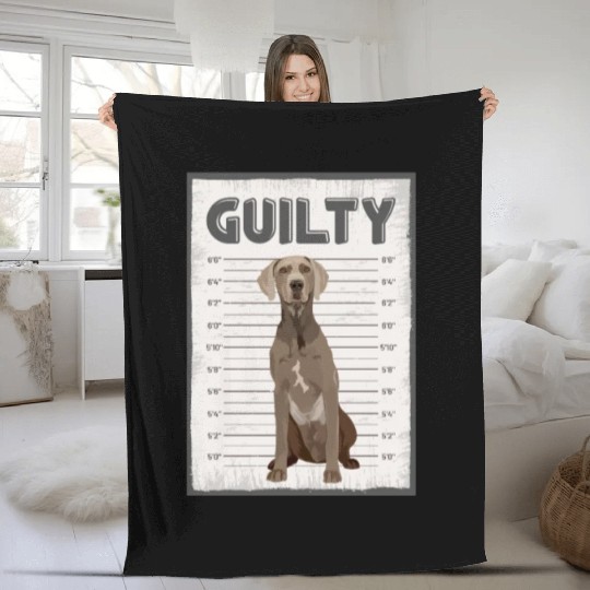 Guilty Weimaraner Mug Shot Fleece Blankets
