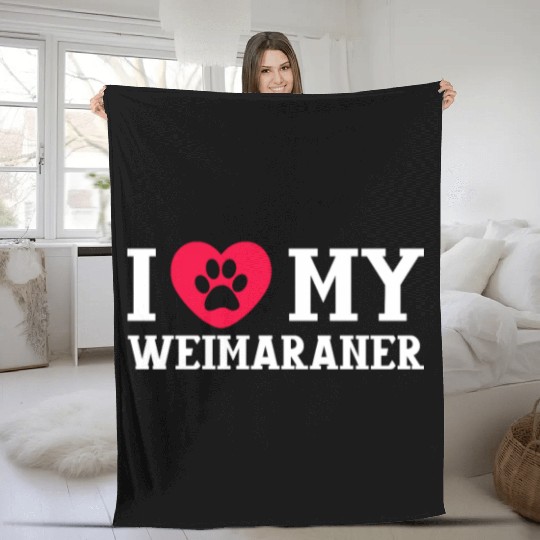 I Love My Weimaraner Fleece Blankets