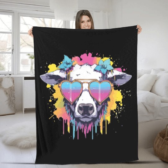 Cow Cow Head Cows Agricultural Cowbauer Fleece Blankets