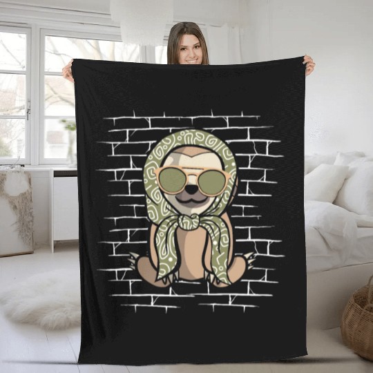 Sloth Sunglasses Fleece Blankets