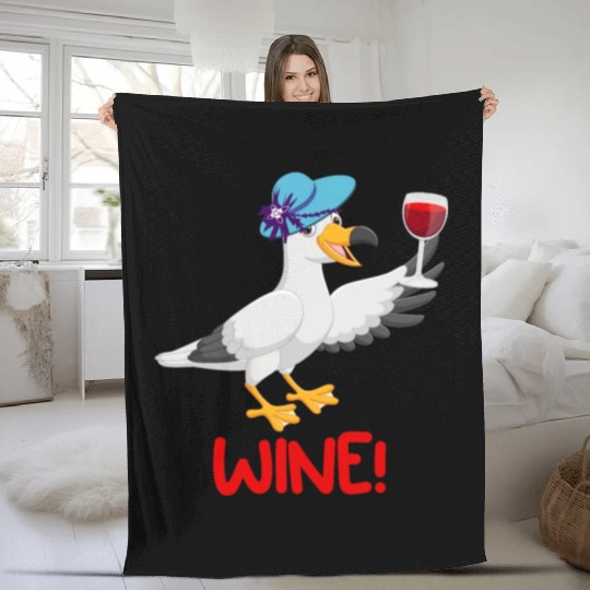 Seagull Fleece Blankets Wine Lover North German Seagulls
