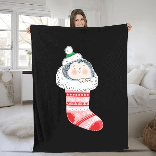 Holly Jolly Hedgehog Fleece Blankets