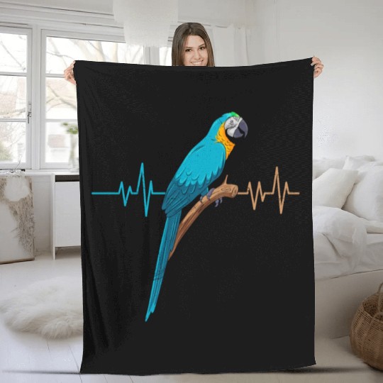 Macaw Heart Beat Parrot Bird Parrots Macaws Fleece Blankets