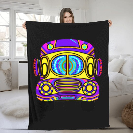 Tie Dye School Bus Fleece Blankets