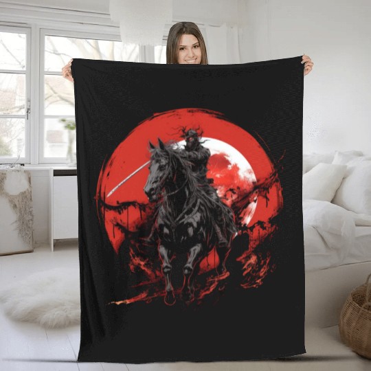 Skeleton horse Human skeleton Horse riding Sword 4 Fleece Blankets