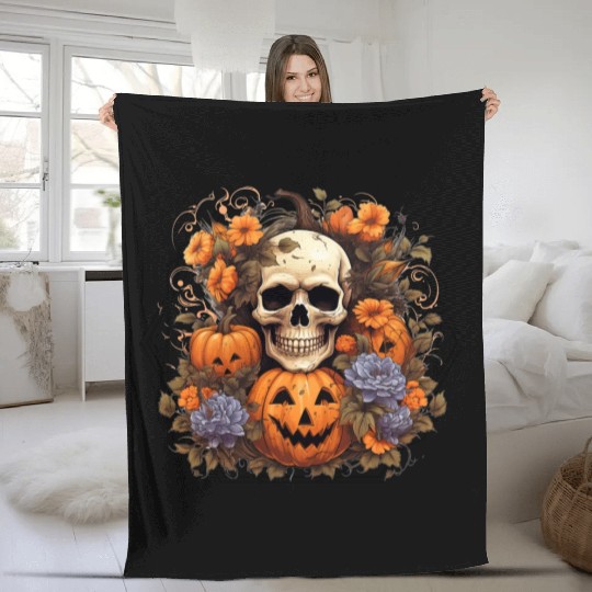 Indie skull design Halloween Gift Fleece Blankets