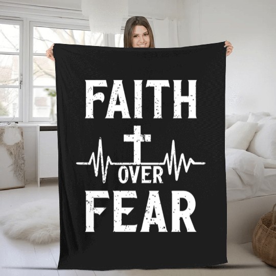 Faith Over Fear Love JesusChristian Christmas Fleece Blankets
