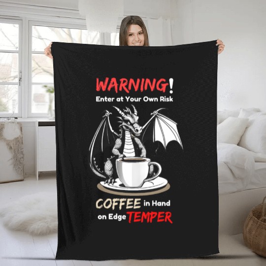 Coffee in hand temper on edge Fleece Blankets