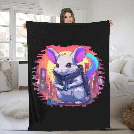 Zephyr // Cyberpunk Chinchilla Fleece Blankets