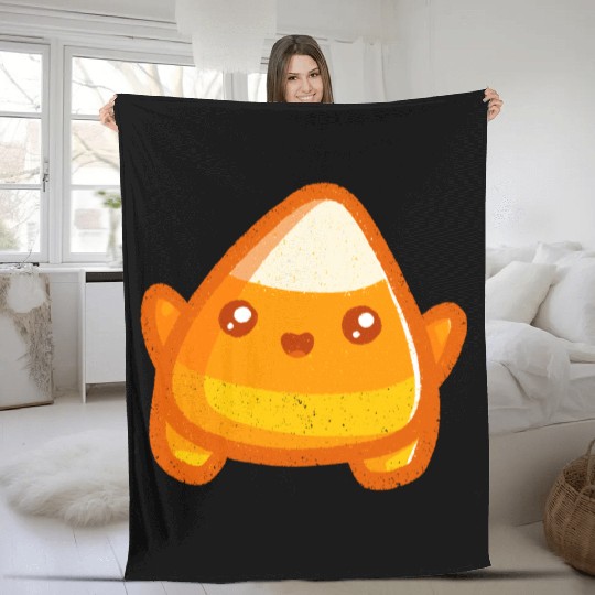 Super Cute Candy Corn Kawaii Candy Corn Fleece Blankets