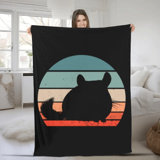 Chinchilla Retro Sunset Fleece Blankets