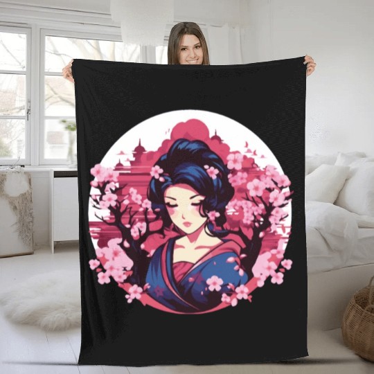 Geisha of Japan Fleece Blankets