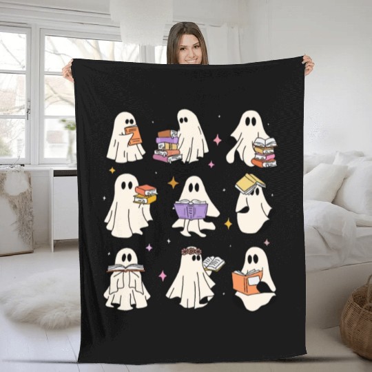 Teacher Halloween Ghost Read Books Reading Teacher Fleece Blankets