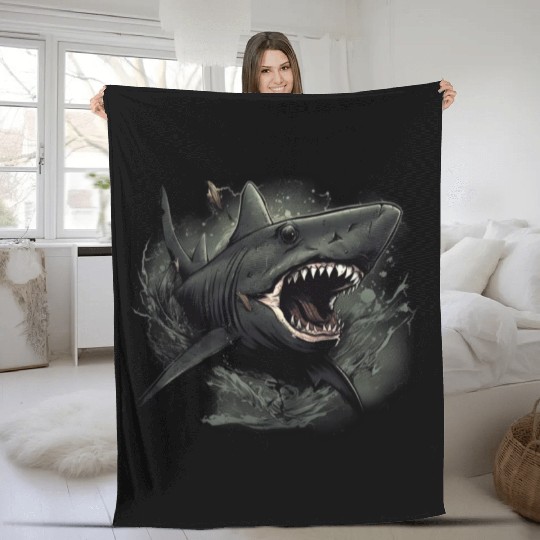 Shark attack Fleece Blankets