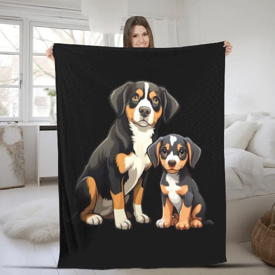 Entlebucher Puppy Dog Parents Pets Animal Lover Fleece Blankets
