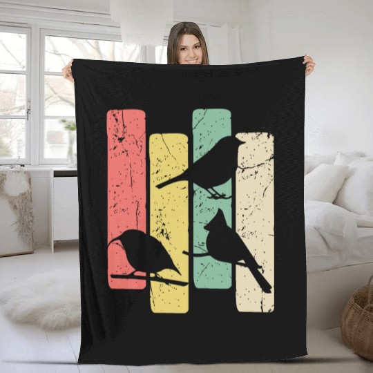 Birds Art Budgie Heron Sparrow Robin Hummingbird Fleece Blankets
