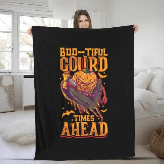 Scary Pumpkin Halloween Costume Autumn Fall Gift Fleece Blankets