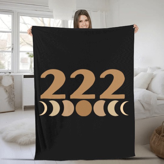 Moon Cycle Brown Angel Numbers 222 Fleece Blankets