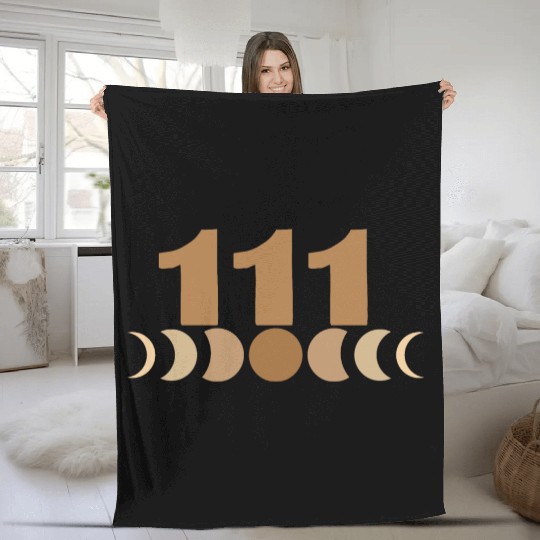 Moon Cycle Brown Angel Numbers 111 Fleece Blankets
