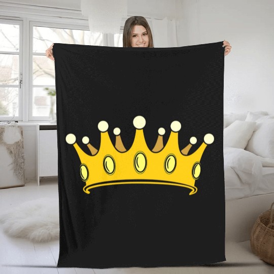 Crown gold colored with pearls Fleece Blankets