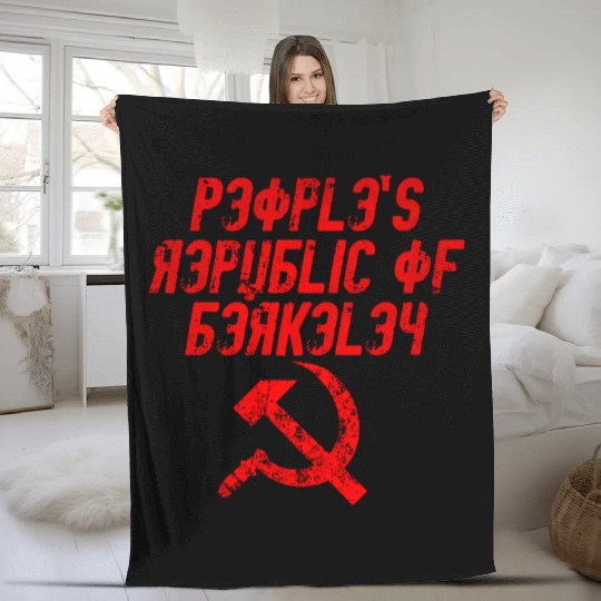 People's republic of Berkeley Communist logo Fleece Blankets