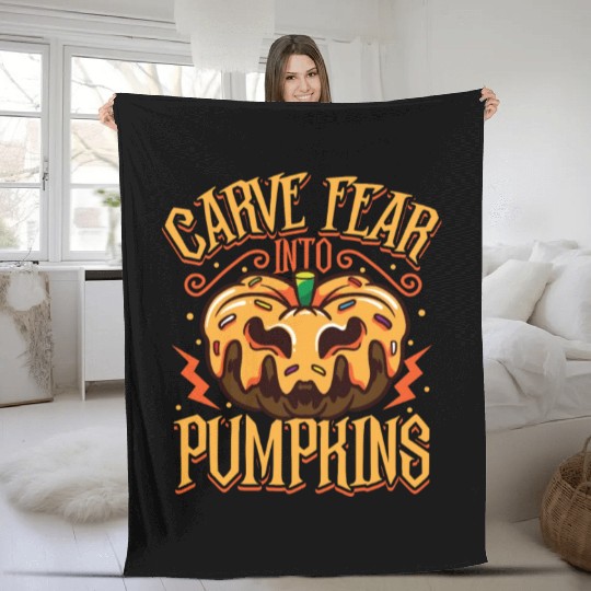 Scary Pumpkin Halloween Costume Autumn Fall Gift Fleece Blankets