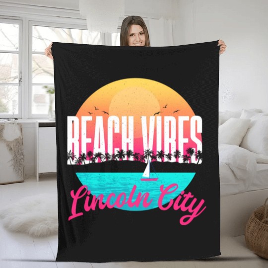 Beachs Lincoln City Summer Oregon Tropical Beach Fleece Blankets