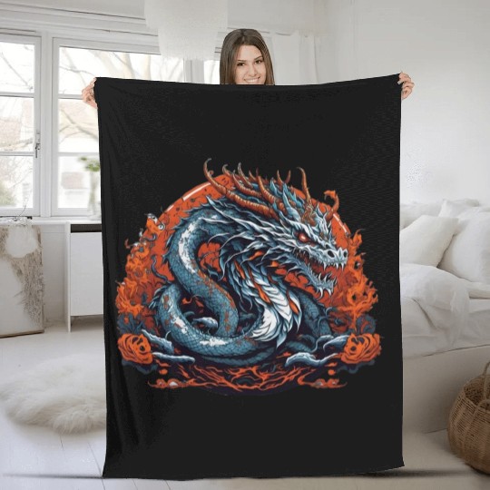 Blaze of Dragon Fleece Blankets