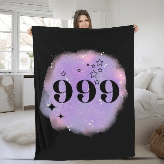 Angel Number 999 Numerology Purple Fleece Blankets
