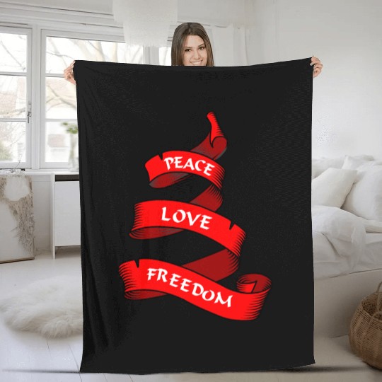 Peace love freedom red Fleece Blankets