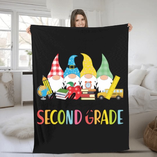 Oh Hey Second Grade Gnomes Student 2nd Grade Back Fleece Blankets