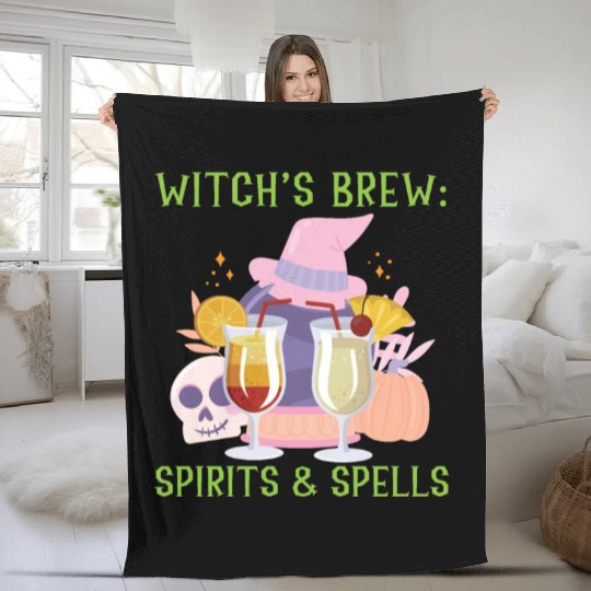 Witch's Brew: Spirits & Spells Bartender Halloween Fleece Blankets