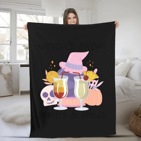 Witch's Brew: Spirits & Spells Bartender Halloween Fleece Blankets