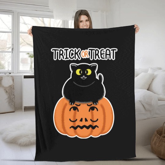 Trick or Treat Black lucky cat with sweetest eyes. Fleece Blankets