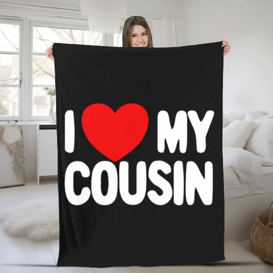 I Love My Cousin Red Heart Redneck Love My Cousin Fleece Blankets
