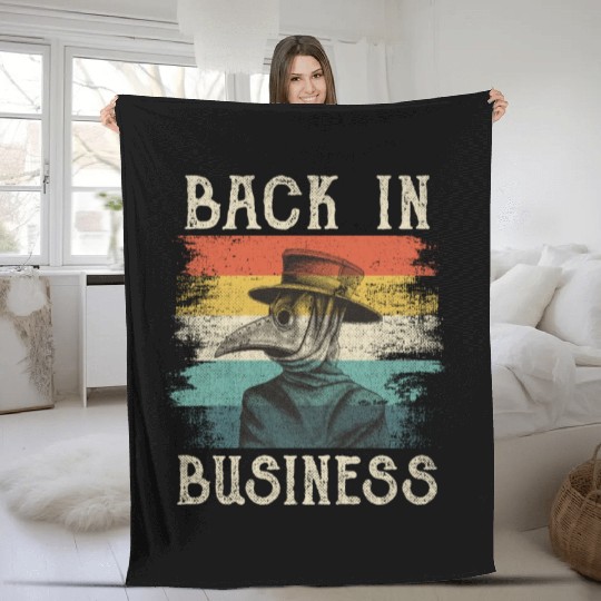 Plague Doctor Mask Vintage Retro Quarantine Humor Fleece Blankets