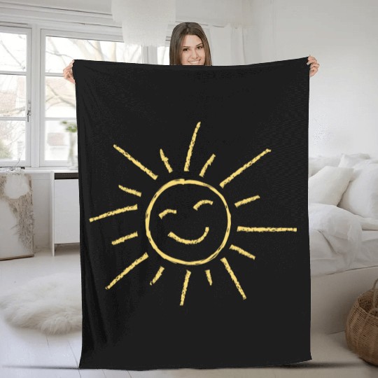 Smiling Sun Chalkboard Drawing Fleece Blankets