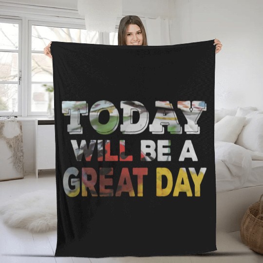 Today Will Be A Great Day Ladybug Inspirational Fleece Blankets