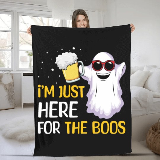 Funny Ghost Beer Lover Lazy Creepy Halloween Fleece Blankets