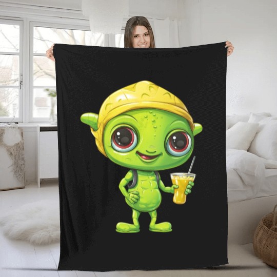 Refreshing Alien Lemonade: Green & Yellow Blend Fleece Blankets